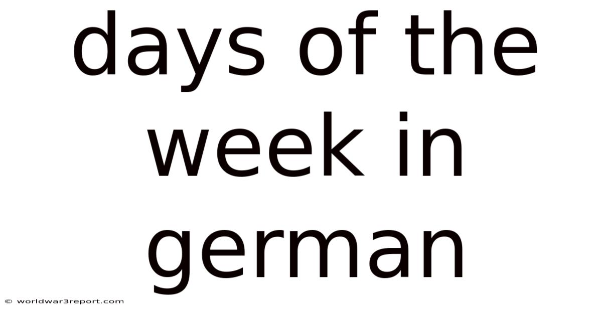 Days Of The Week In German