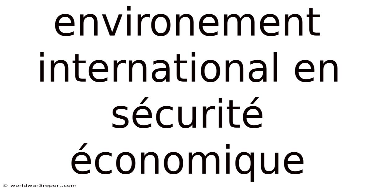 Environement International En Sécurité Économique