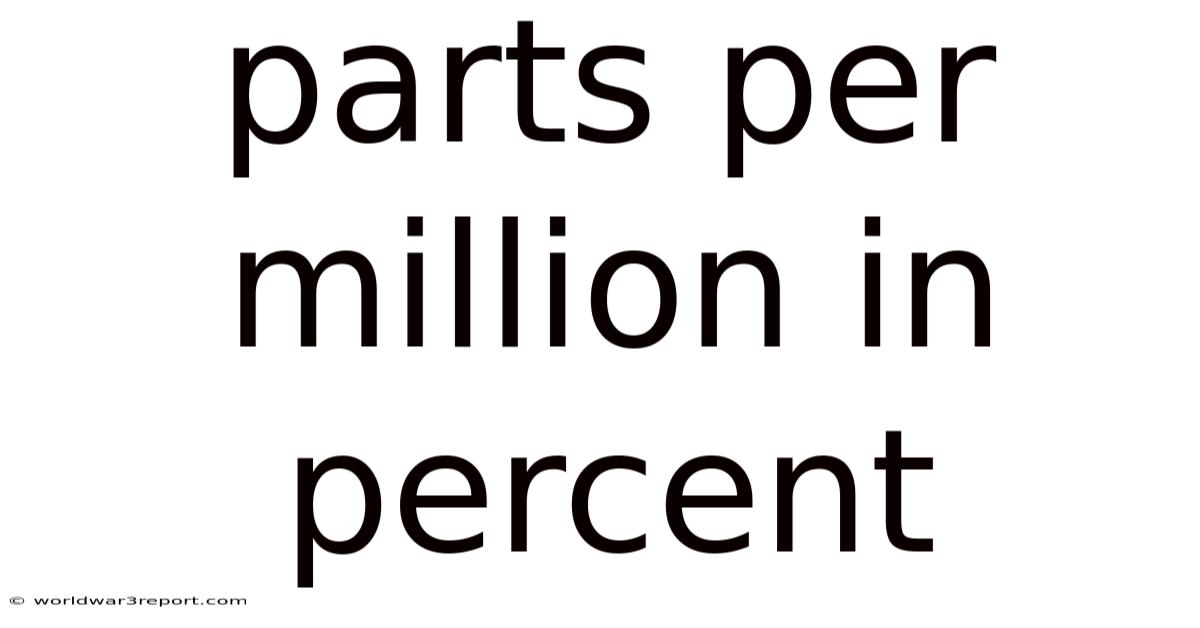 Parts Per Million In Percent