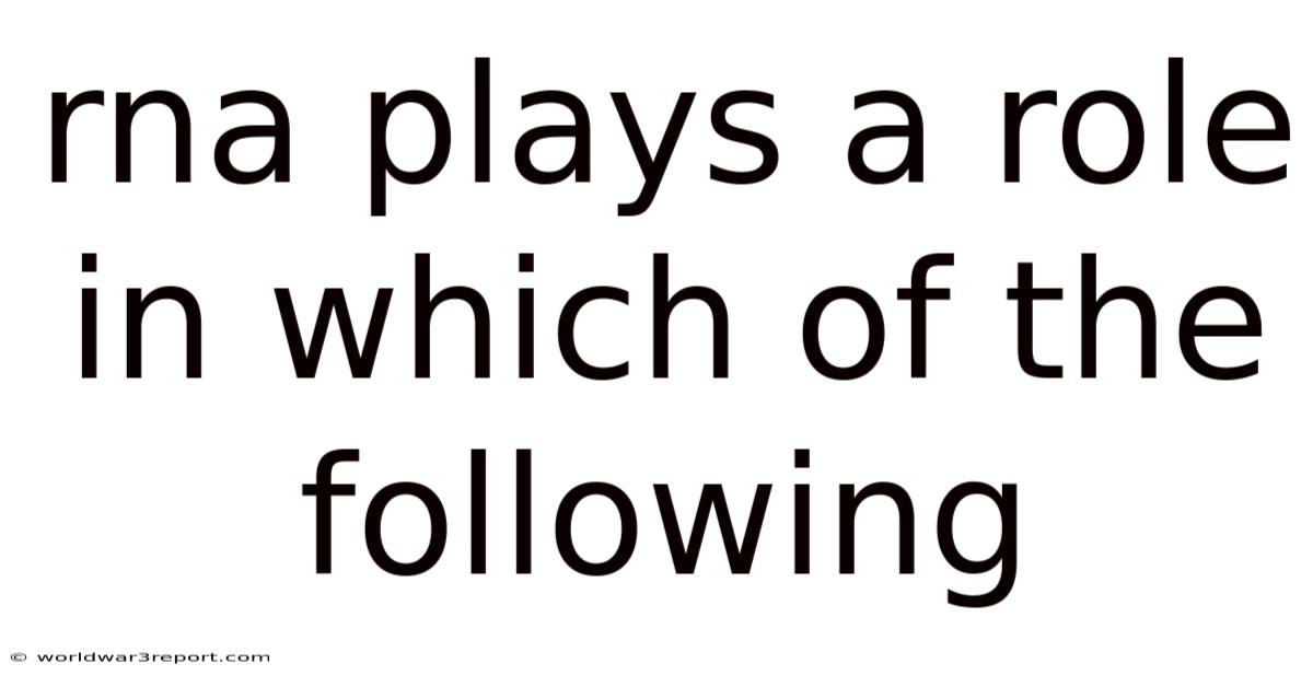 Rna Plays A Role In Which Of The Following