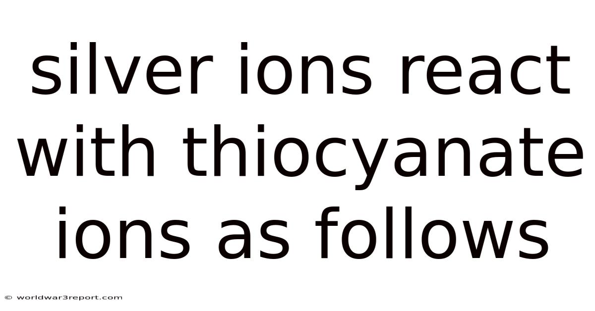 Silver Ions React With Thiocyanate Ions As Follows